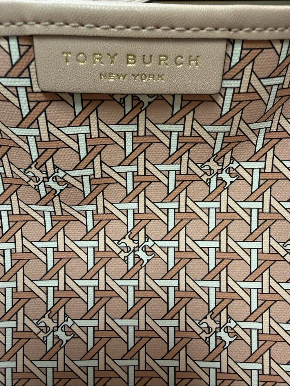 Vintage Tory Burch Ever-Ready Coated Canvas Tote In Winter Peach/Pink
